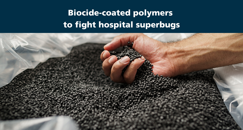 Biocide-coated polymers to fight hospital superbugs